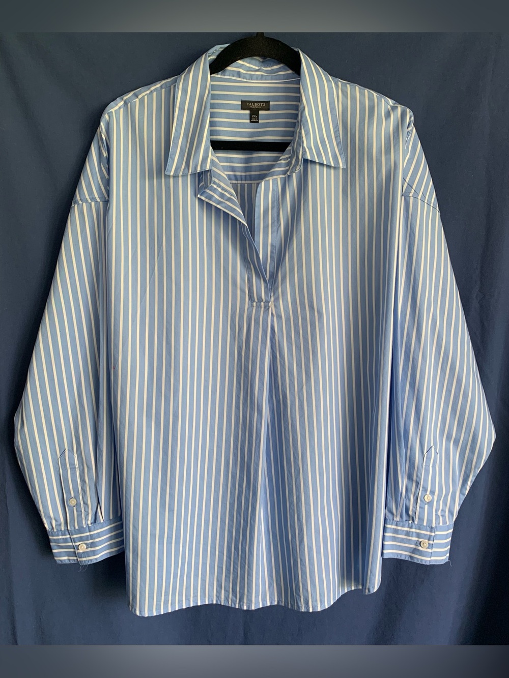 Talbots Blue White Stripe Women’s Popover Shirt